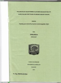 Image of Pelaksanaan akad pembiayaan musyarakah pada PT. Bank Nagari unit usaha syariah cabang Padang