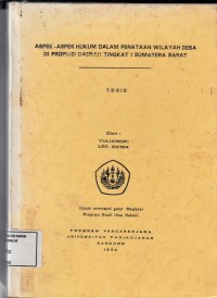 Image of Aspek aspek hukum dalam penataan wilayah desa di propinsi Daerah Tingkat I Sumatera Barat